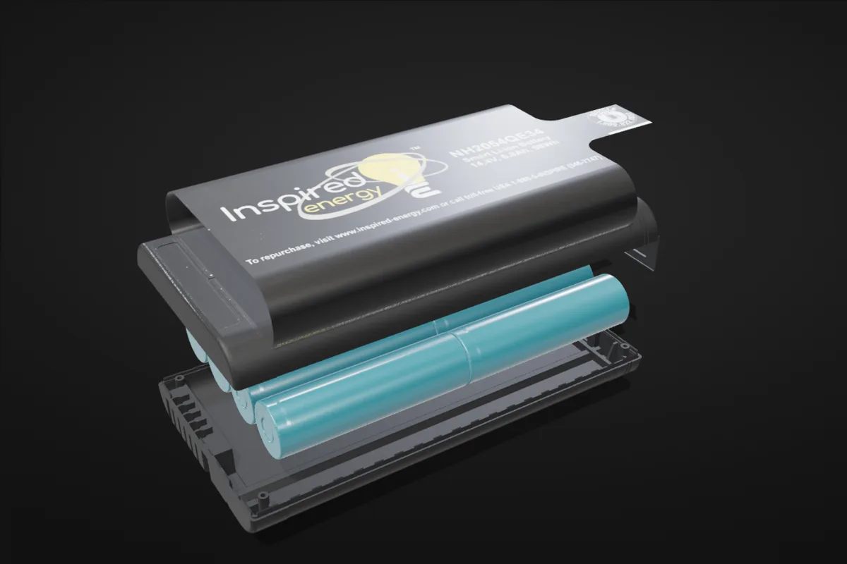 NH2054QE34 smart lithium-ion battery, 14.4 V, 6.8 Ah, 98 Wh, shown expanded into its layers